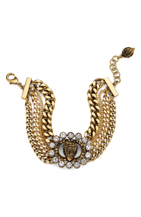 Crystal Eagle Layered Chain Bracelet