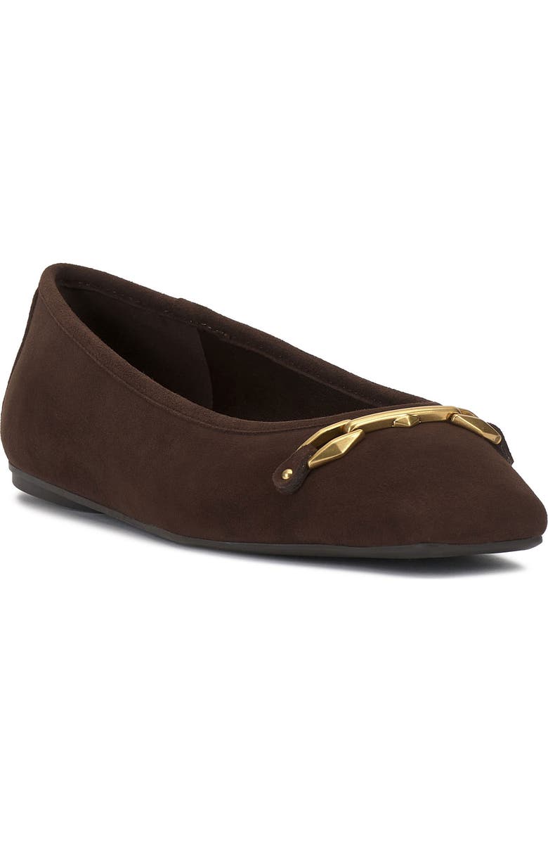 Vince Camuto Virna Square Toe Flat, Main, color, Brownie