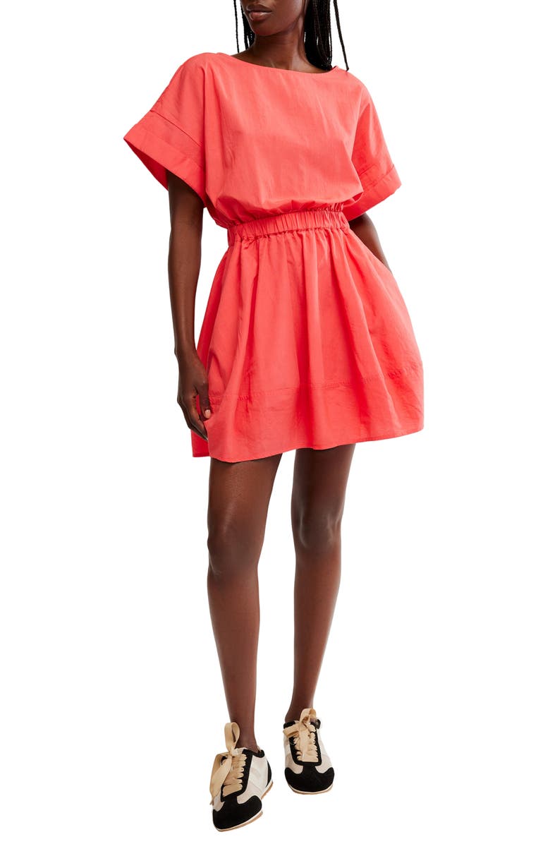 Free People Full Time Fun Cotton Poplin Minidress, Main, color, Atlas Red
