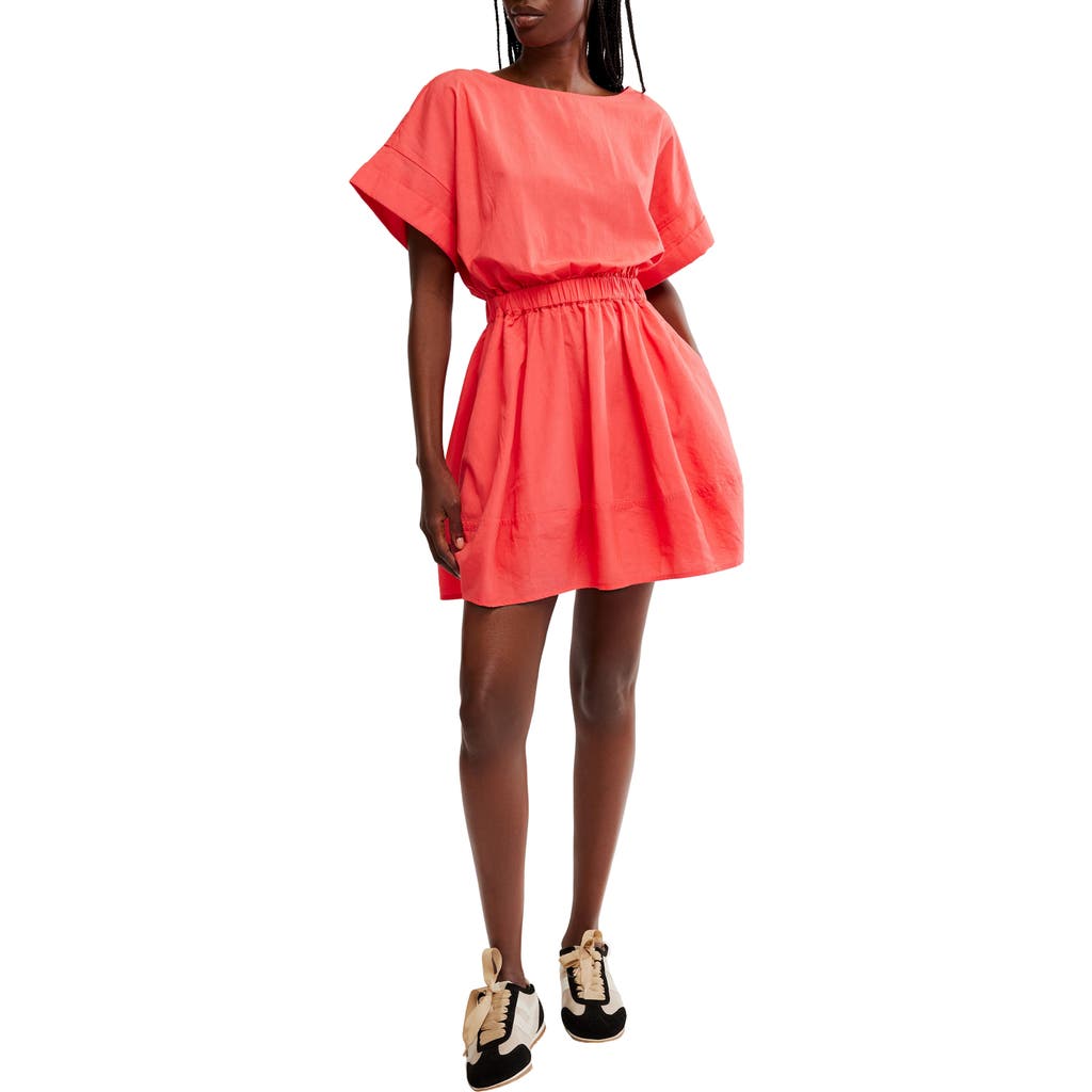 Free People Full Time Fun Cotton Poplin Minidress In Atlas Red