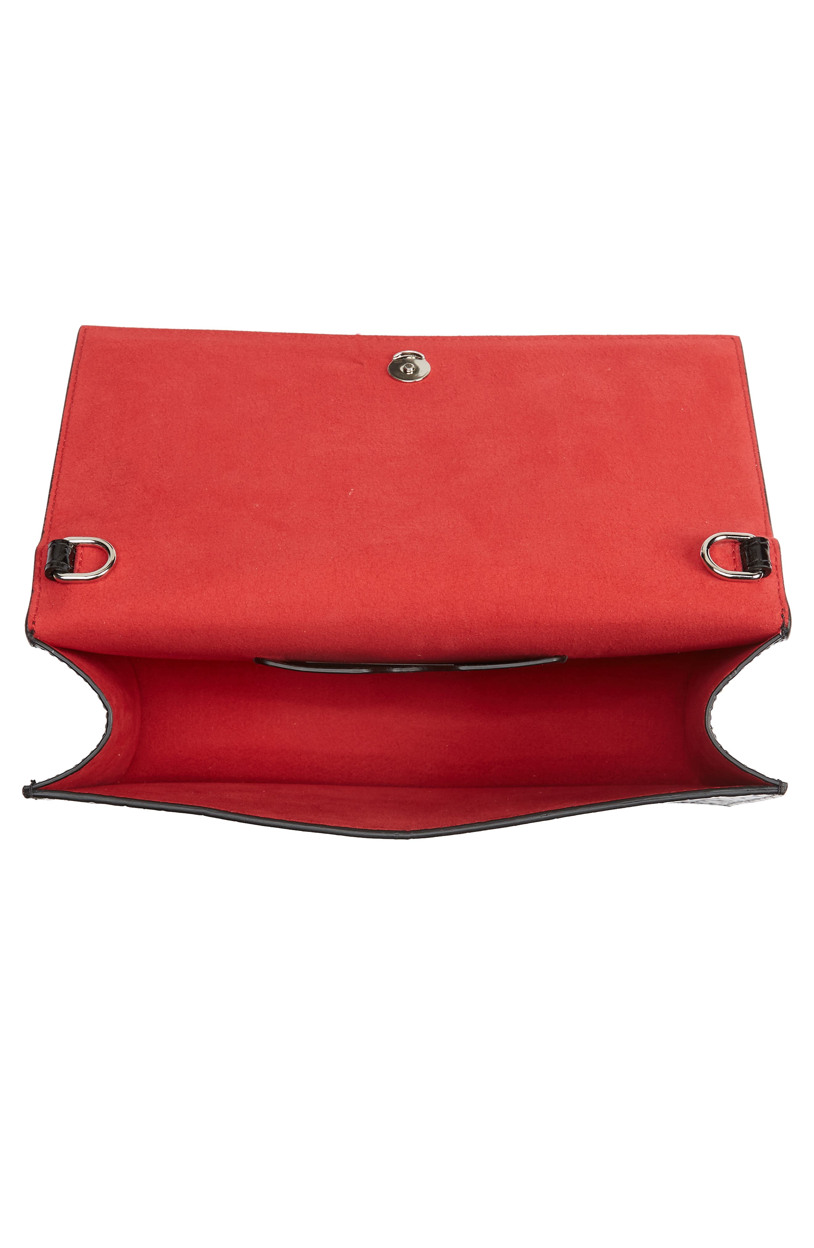 McQueen Medium Skull Croc Embossed Leather Top Handle Bag, Alternate, color, 1000 Black