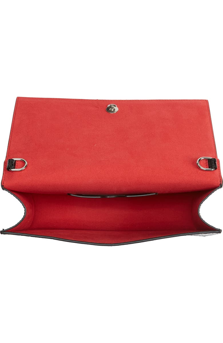 McQueen Medium Skull Croc Embossed Leather Top Handle Bag, Alternate, color, 1000 Black