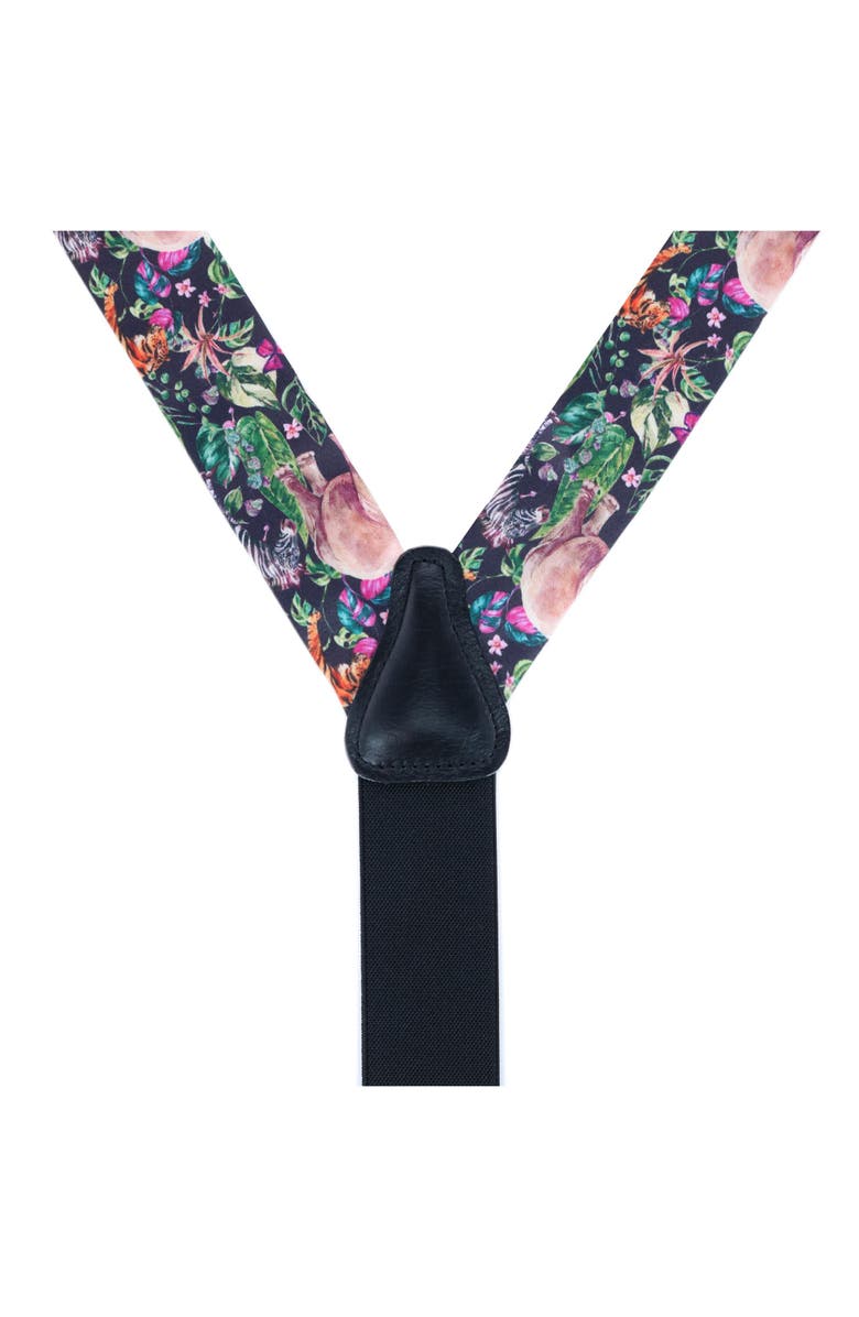 Trafalgar Animal Safari Silk Button End Suspenders, Alternate, color, Black