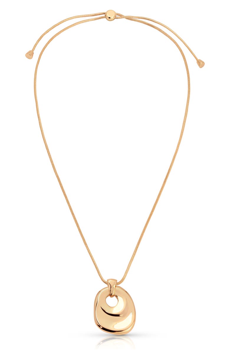Ettika Liquid Pendant Necklace, Main, color, Gold