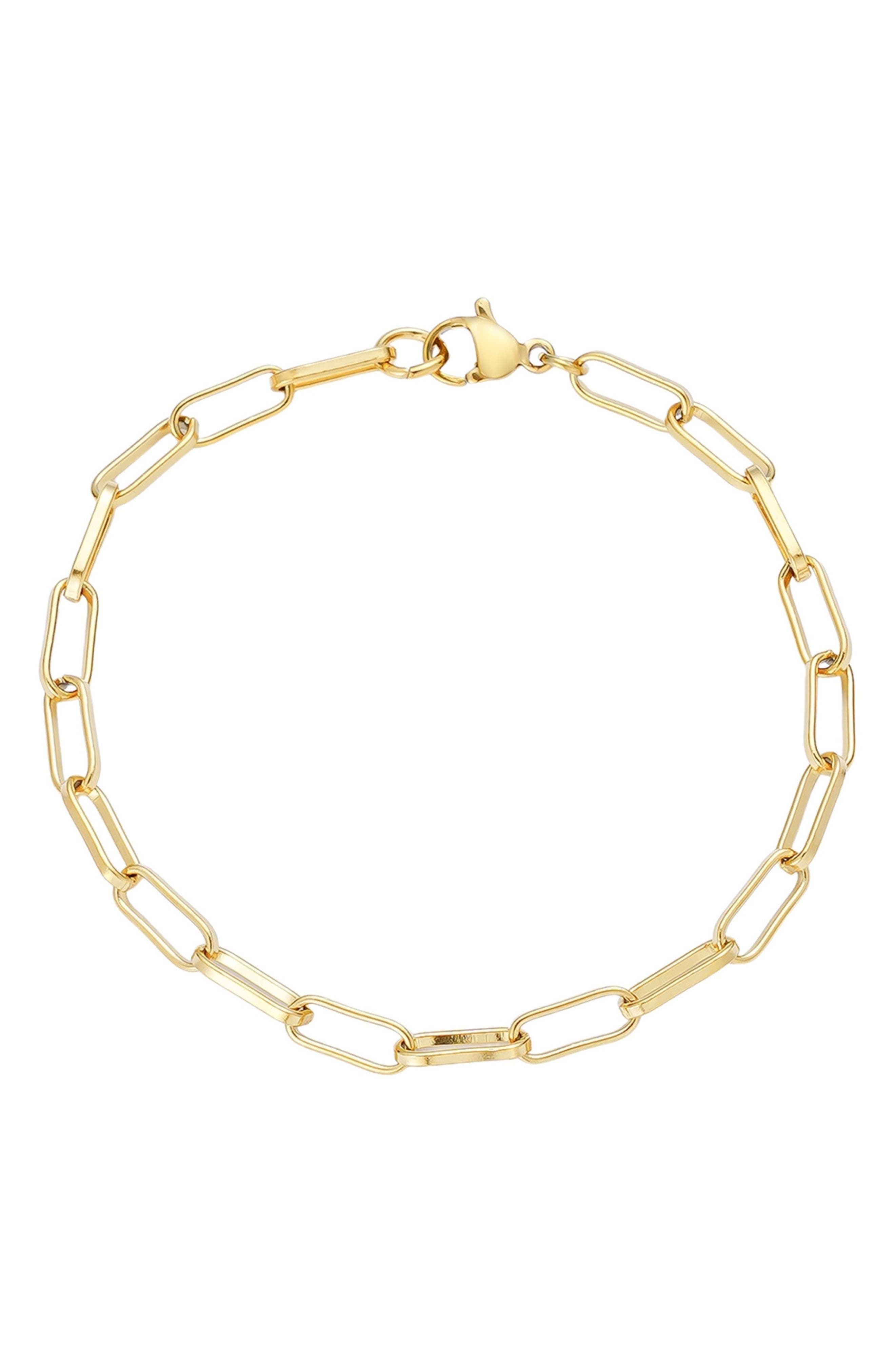 Adornia Tarnish Resistant 18K Gold Plated Paper Clip Chain Bracelet