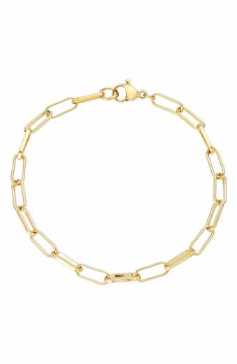 Tarnish Resistant 18K Gold Plated Paper Clip Chain Bracelet