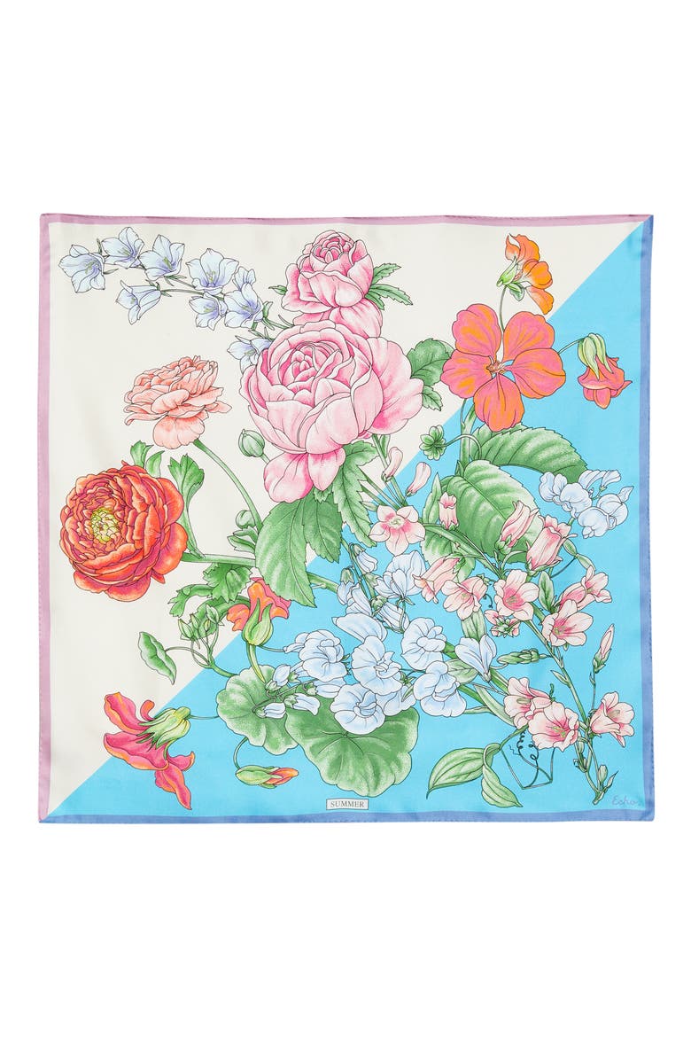 Seasons Summer Series Silk Bandana Scarf, Alternate, color, BLUE MULTI