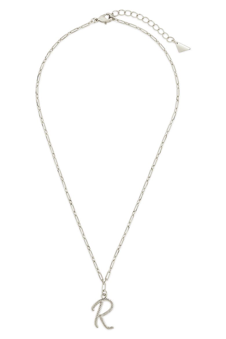 Textured Initial Charm Pendant Necklace, Alternate, color, SILVER-R