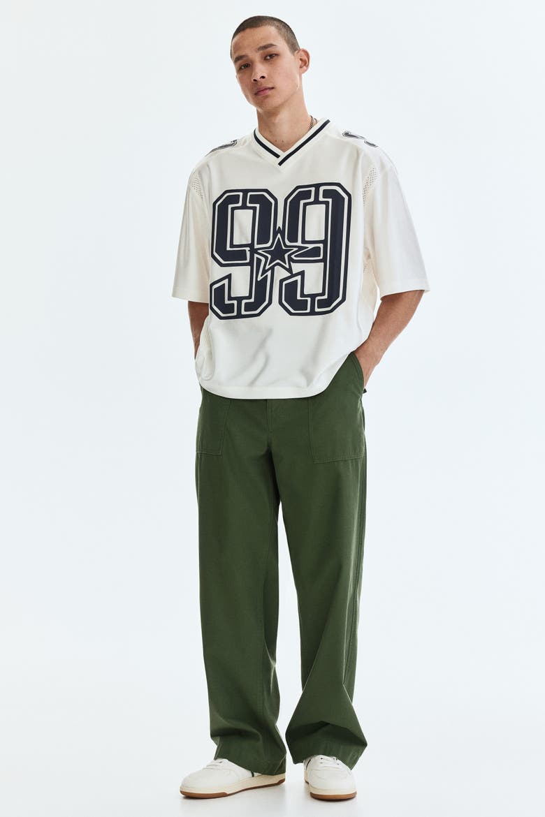 Loose Fit Printed Mesh T-shirt, Alternate, color, White/99
