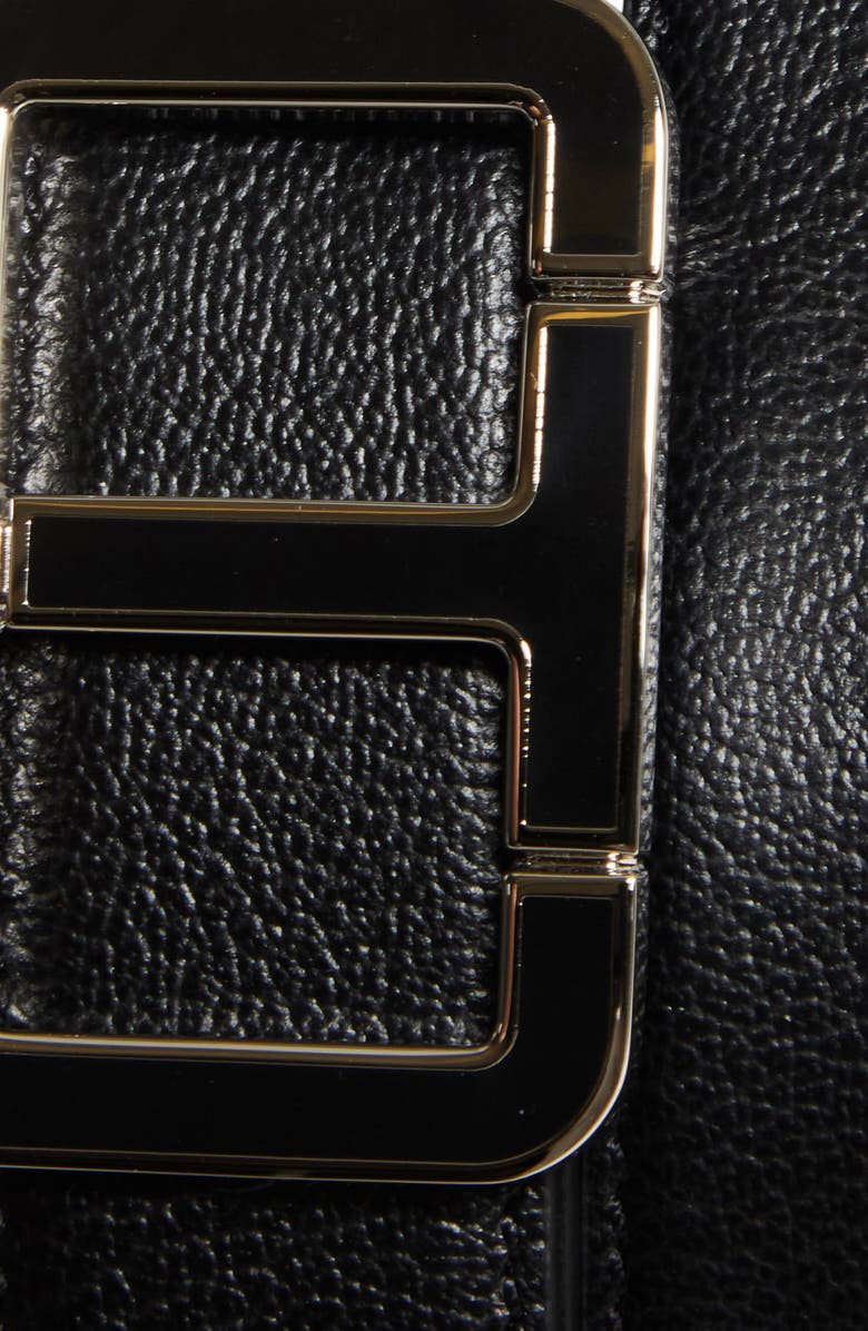 TOM FORD Scored Buckle Goatskin Leather Belt, Alternate, color,