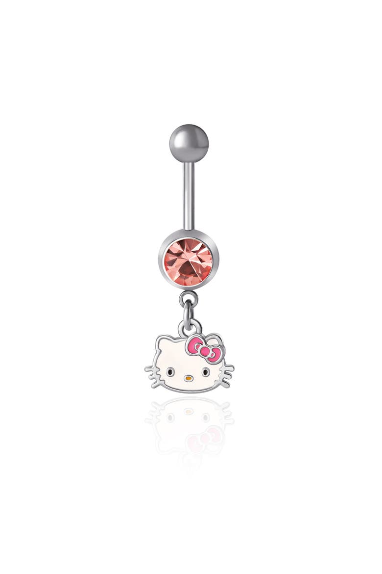 Crystal Belly Button Ring, Main, color, Silver, white