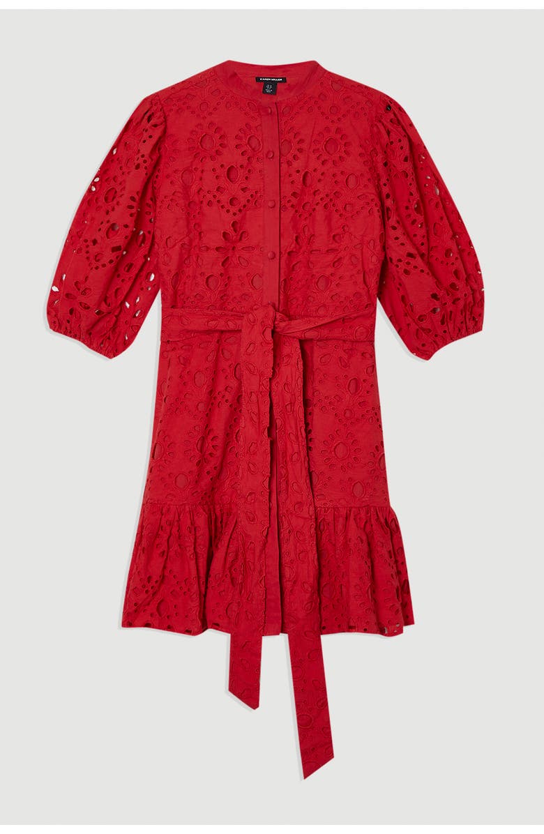 Karen Millen Woven Tie Waist Mini Dress, Alternate, color,