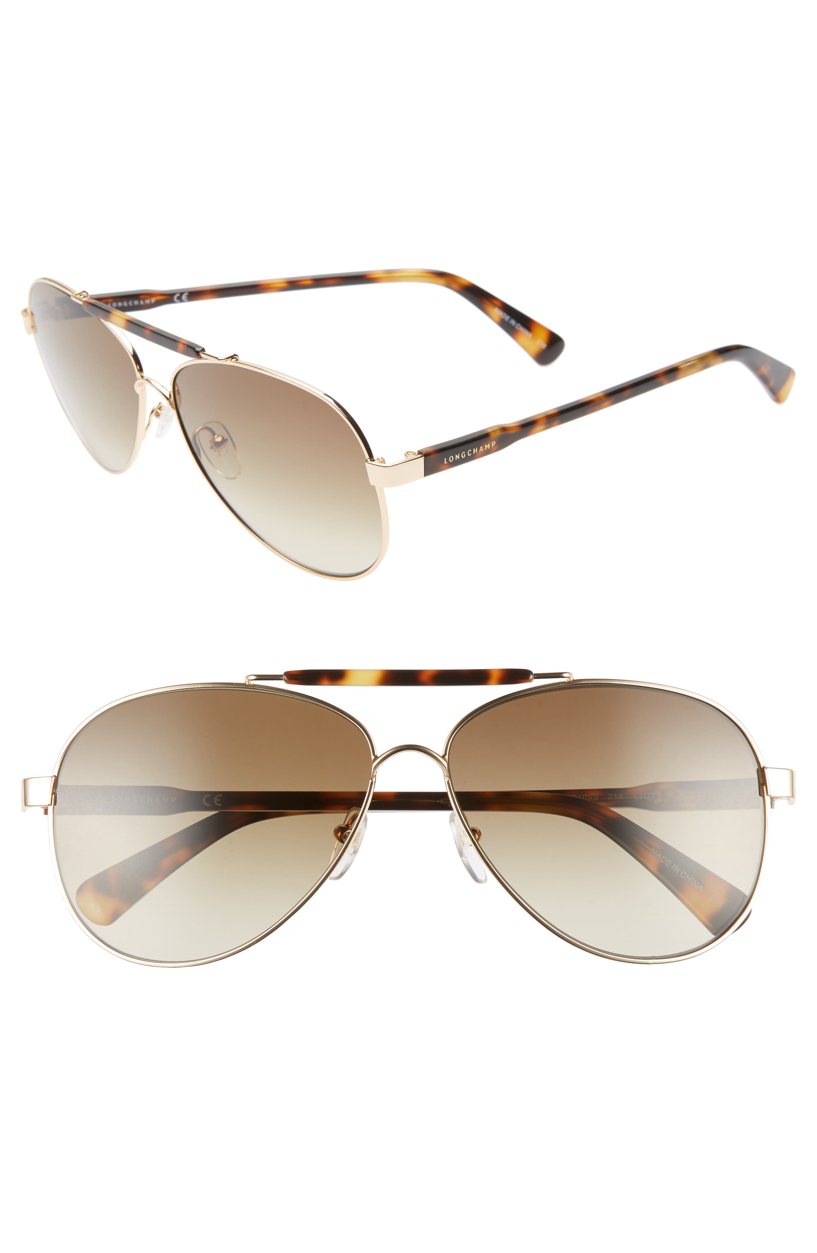 Longchamp Le Pliage 61mm Aviator Sunglasses