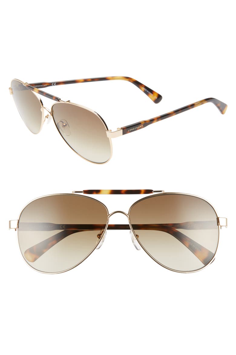 Le Pliage 61mm Aviator Sunglasses, Main, color, HAVANA