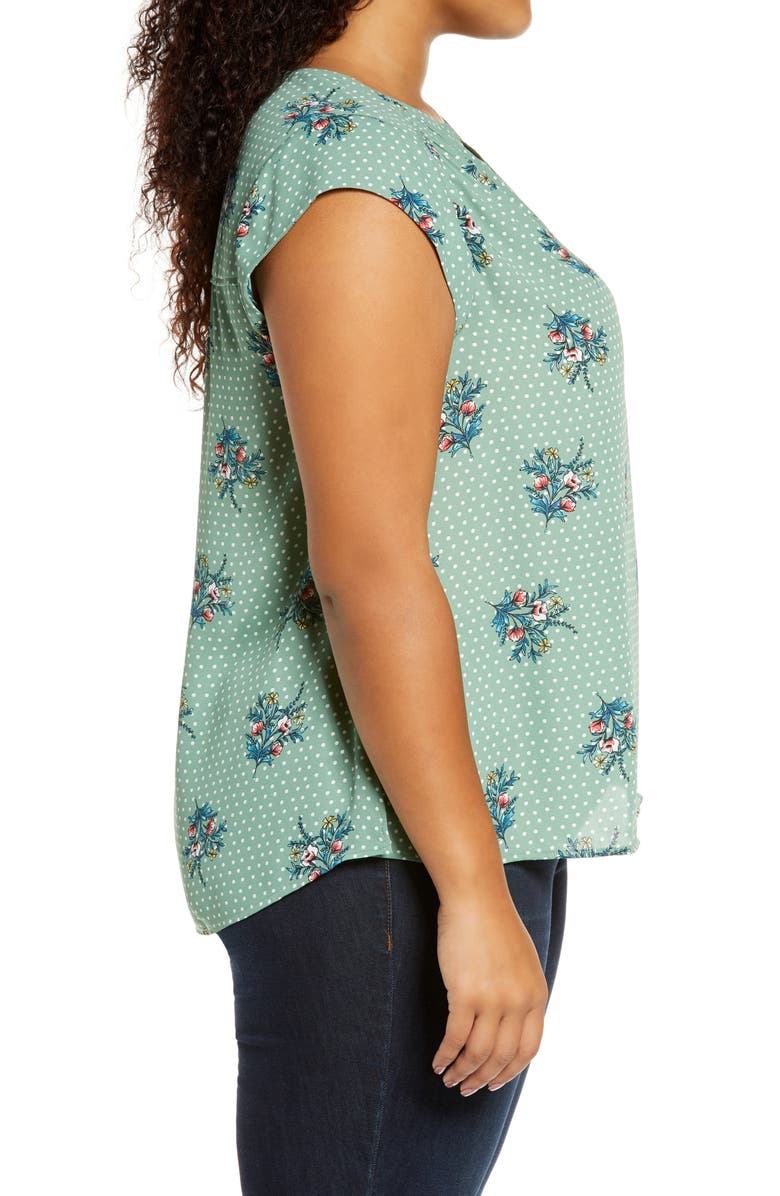 Daniel Rainn Floral Crepe Top, Alternate, color, Sage