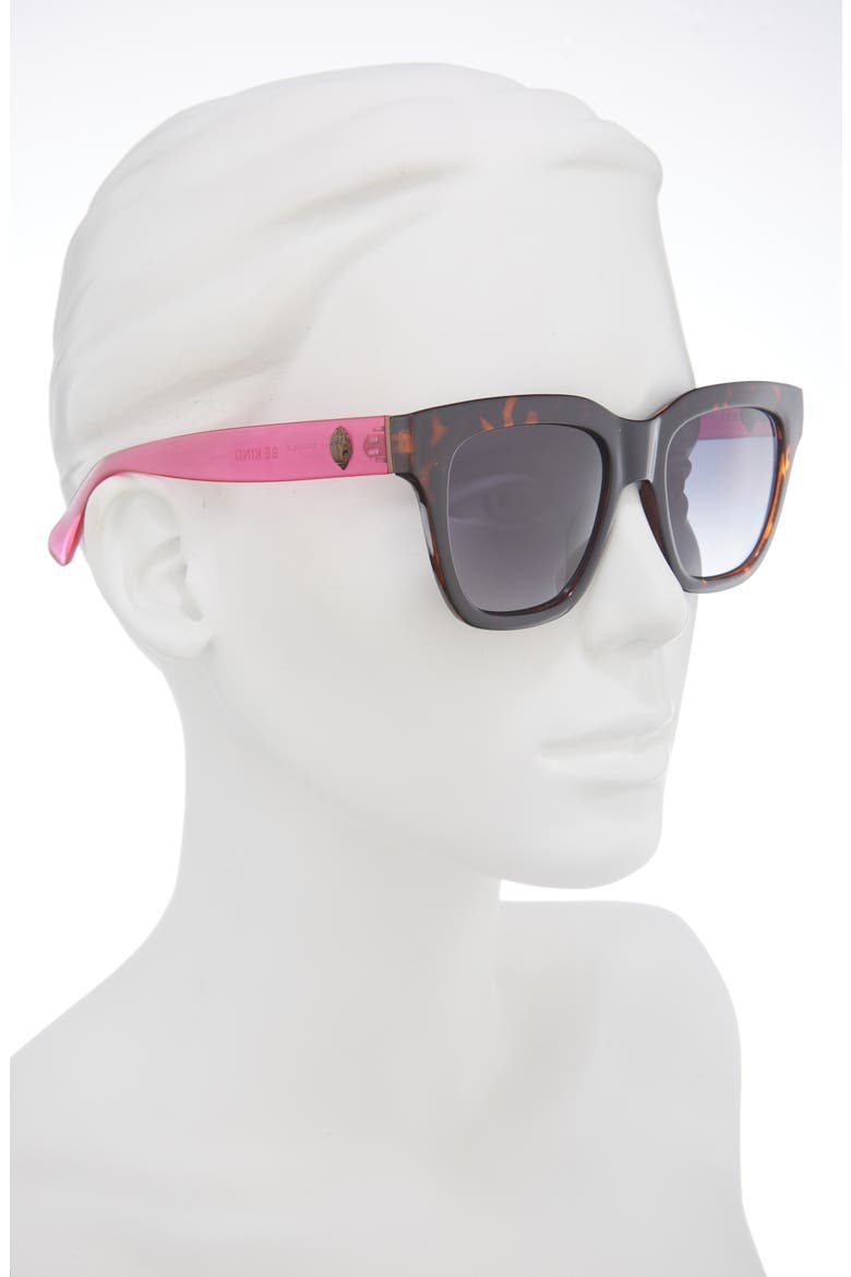 53mm Square Sunglasses, Alternate, color, HAVANA/ FUCHSIA CRYSTAL TEMPLE