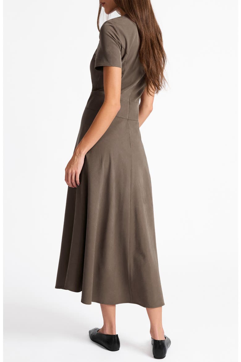 Octavia Short Sleeve Dress with Leather Lacing Detail, Alternate, color, SAHARA