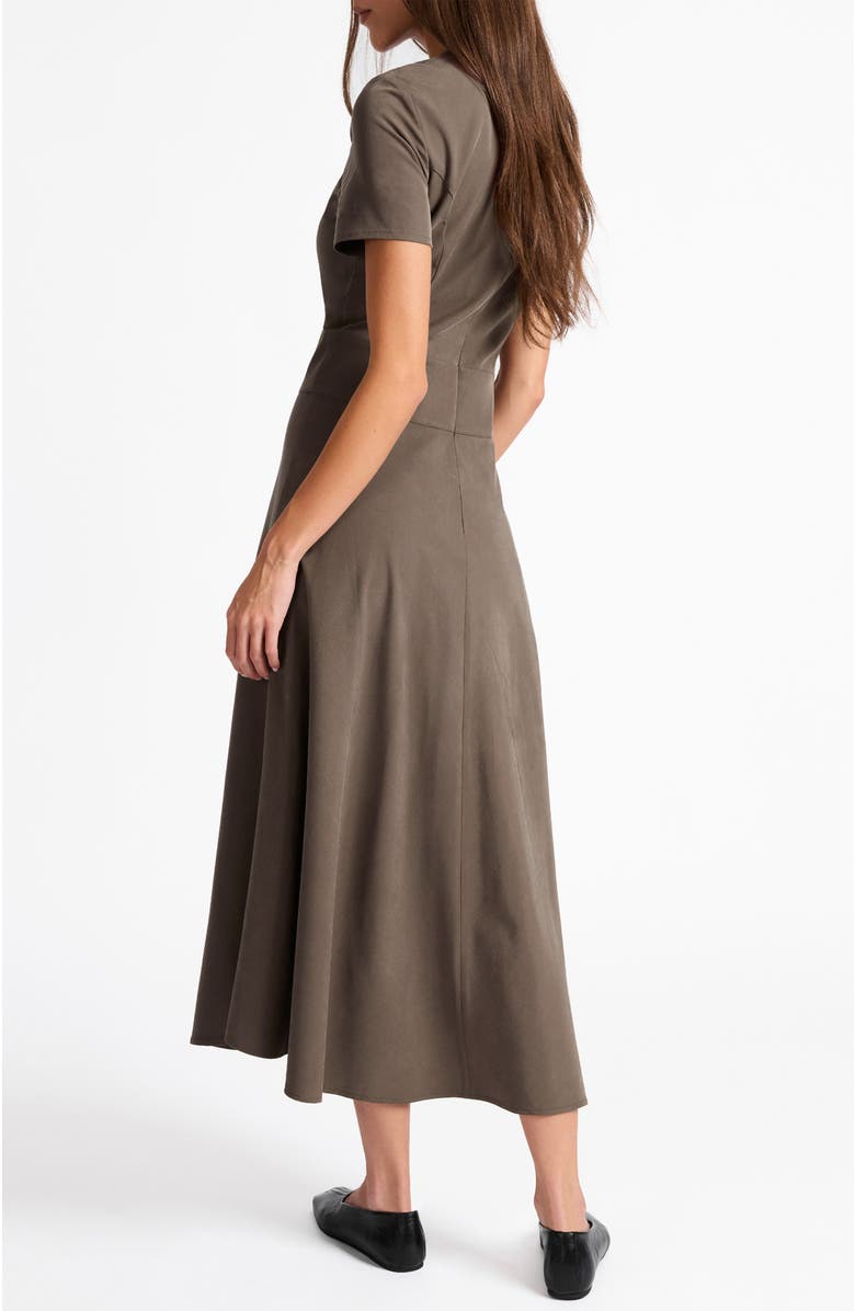 Santorelli Octavia Short Sleeve Dress with Leather Lacing Detail, Alternate, color, Sahara