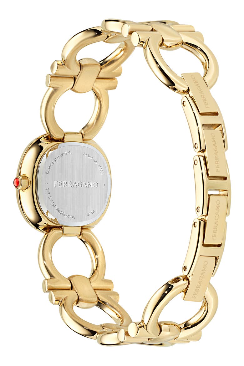 Double Gancini Bracelet Watch, 25mm, Alternate, color, YELLOW GOLD