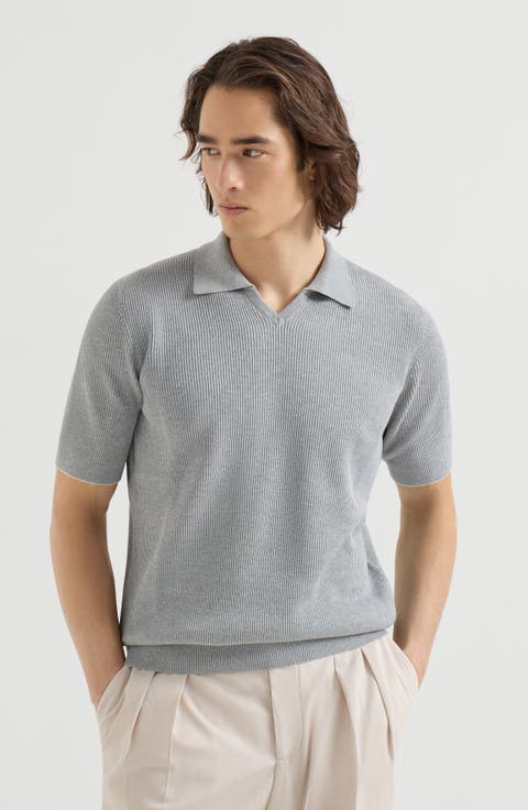 Cotton English rib knit polo