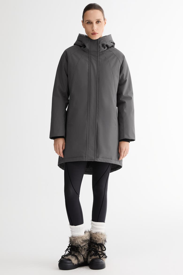Mid-Length Windproof Parka Coat, Main, color, Gray