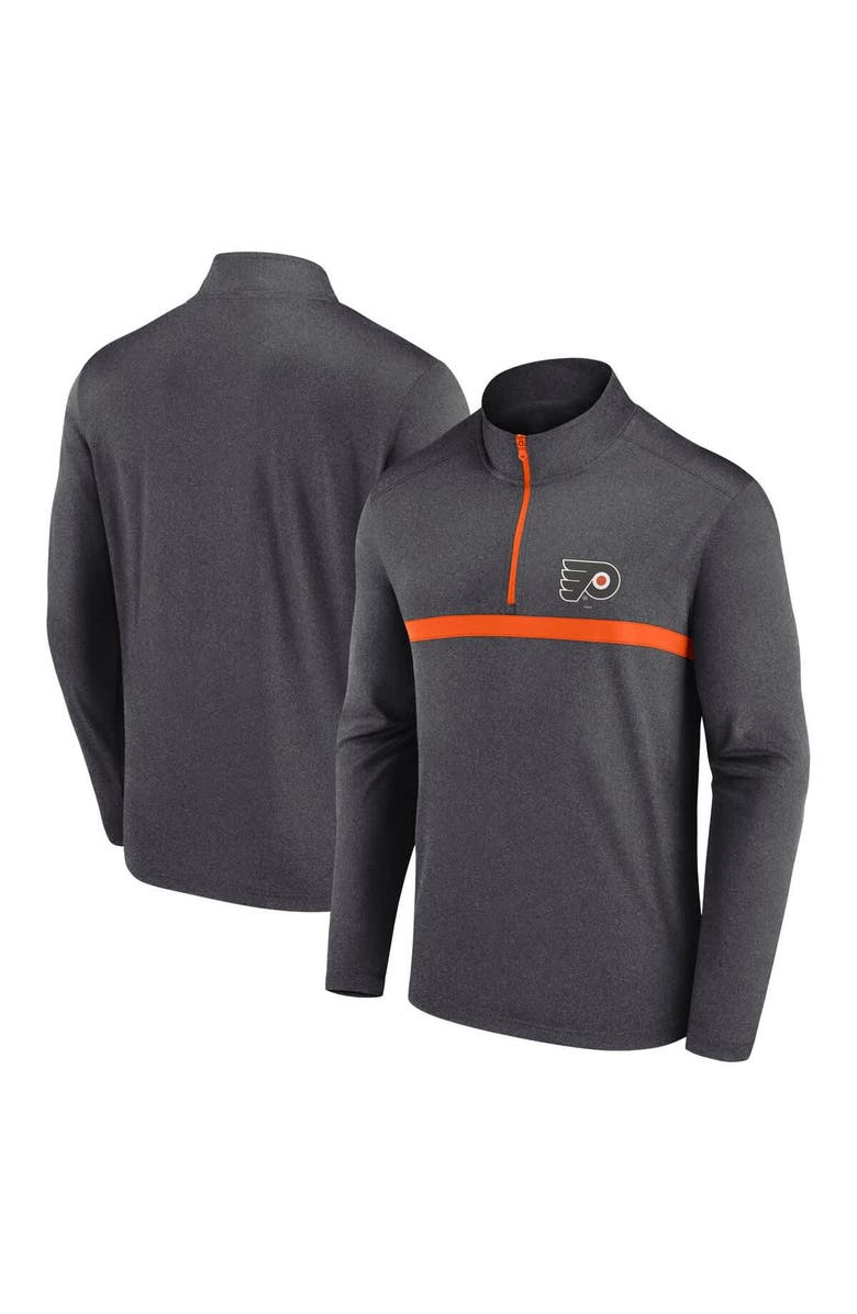 Logo Athletic Men's  Heather Charcoal Philadelphia Flyers Head-to-Head Quarter-Zip Top, Main, color, Heather Charcoal