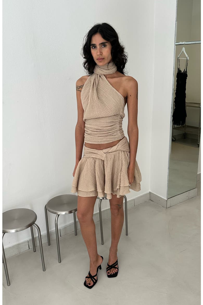 Sahara One Shoulder Scarf Top, Alternate, color, Sand