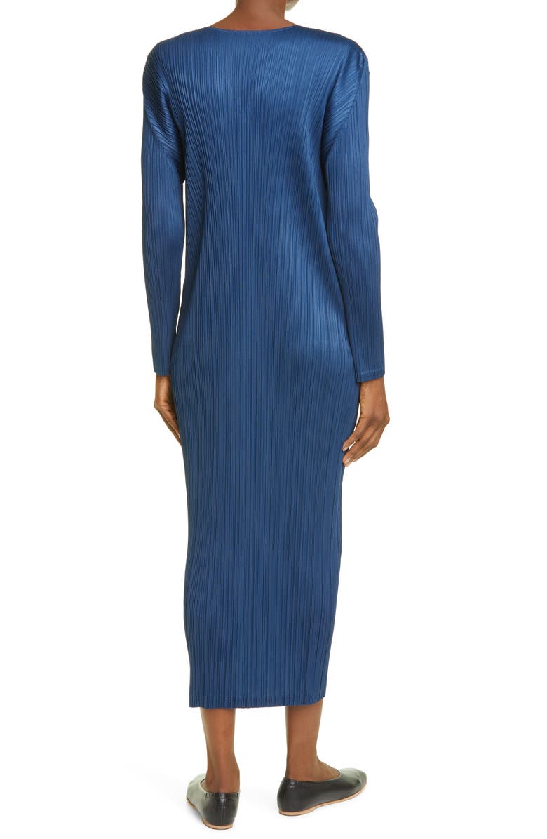 Pleats Please Issey Miyake Pleated Long Sleeve Midi Dress, Alternate, color, 