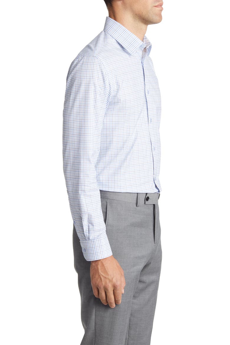 Trim Fit Plaid Dress Shirt, Alternate, color, BLUE