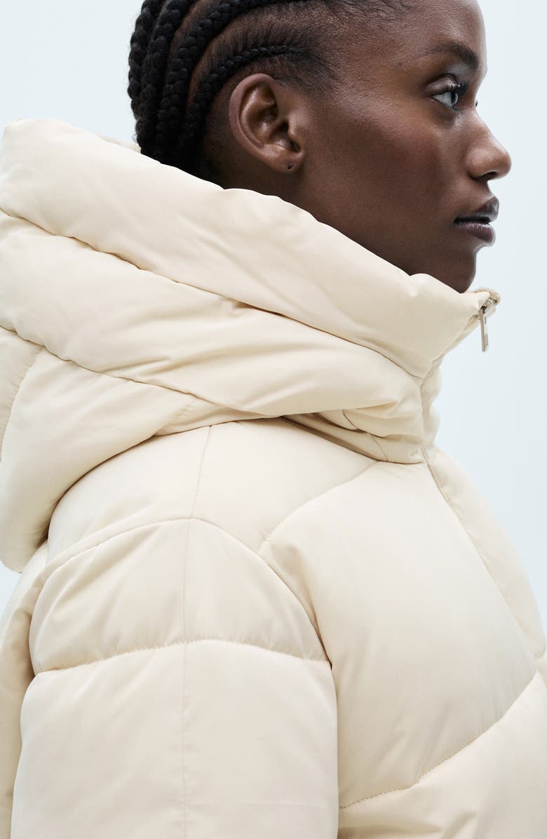 MANGO Hooded Water Repellent Puffer Jacket, Alternate, color, Ecru