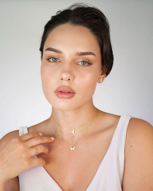 Hollywood Sensation Fluttering Elegance Gold Butterfly Two Layer Necklace In Gold