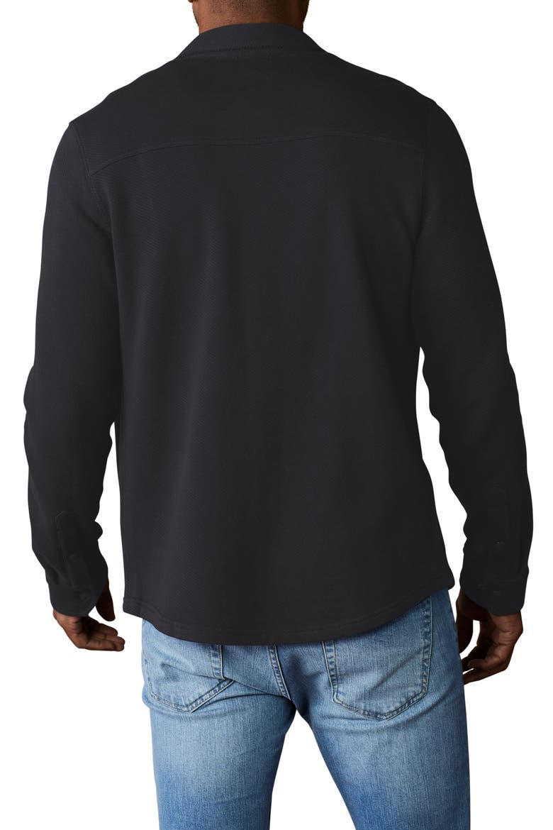 Looped Terry Button-Up Shirt, Alternate, color, BLACK