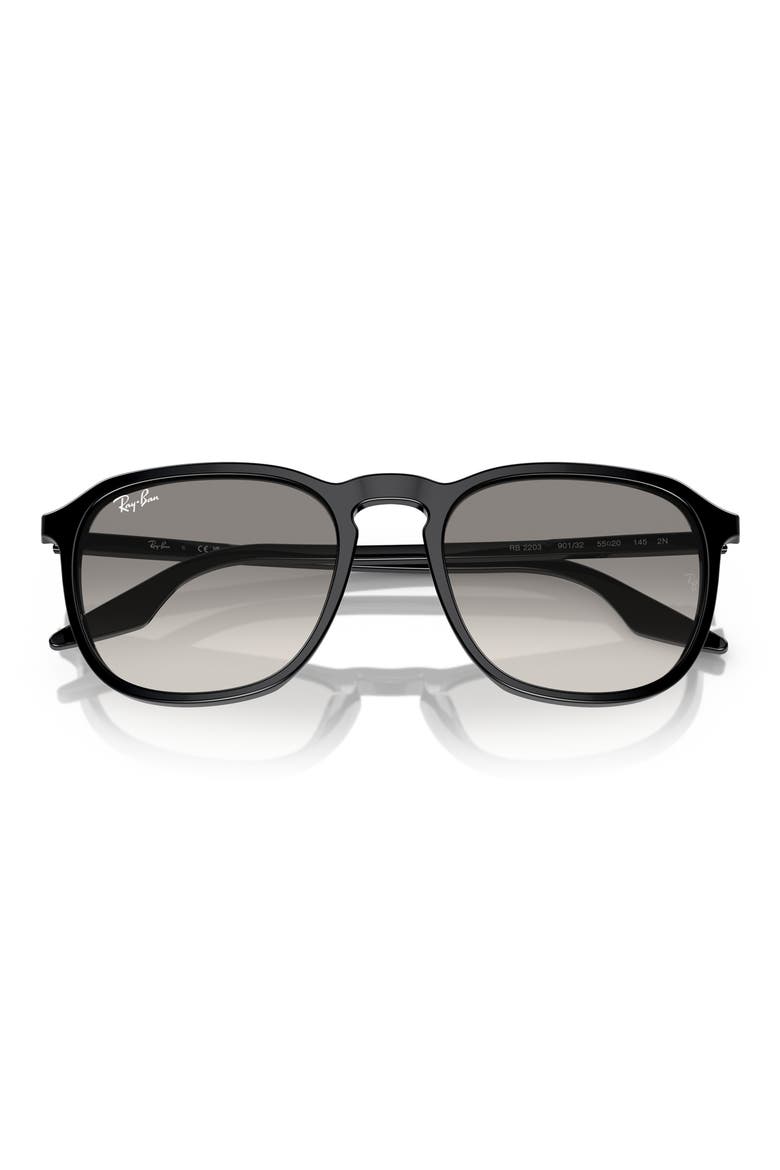 55mm Square Sunglasses, Alternate, color, BLACK