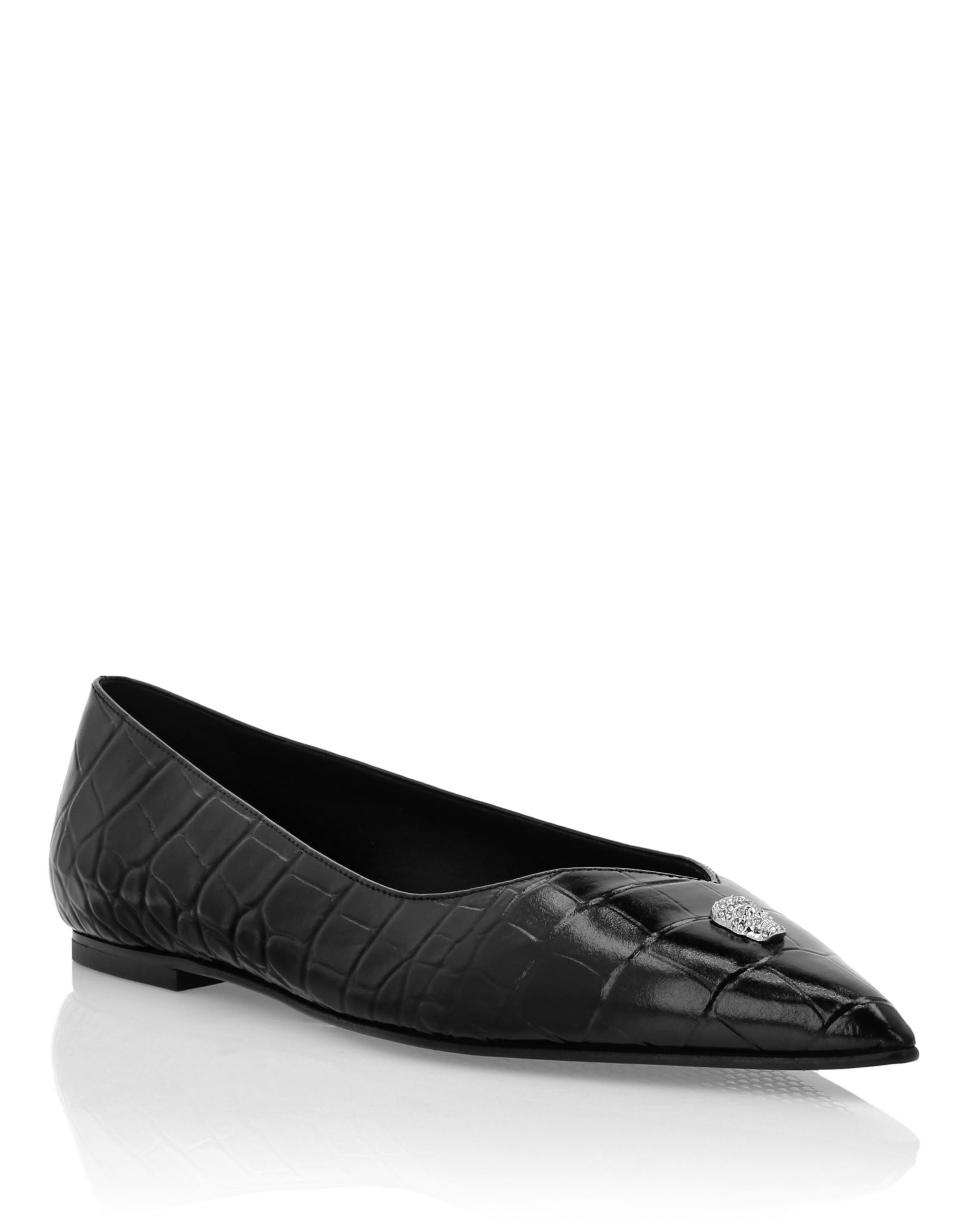 Asymmetric Ballerina Flats Skull Women, Main, color, black