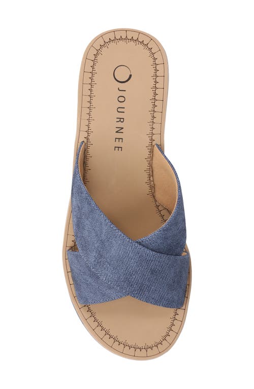 Shop Journee Collection Biara Platform Wedge Sandal In Denim