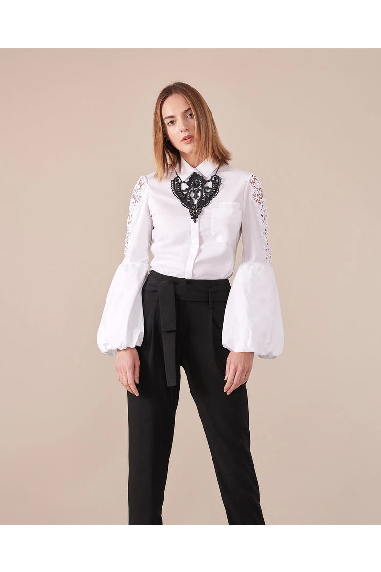 Laora Balloon Sleeve Shirt, Main, color, White