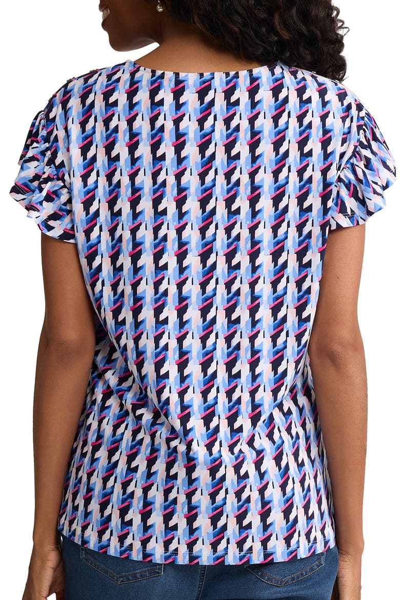 Houndstooth Flutter Sleeve Top, Alternate, color, PACIFIC NAVY MULTI