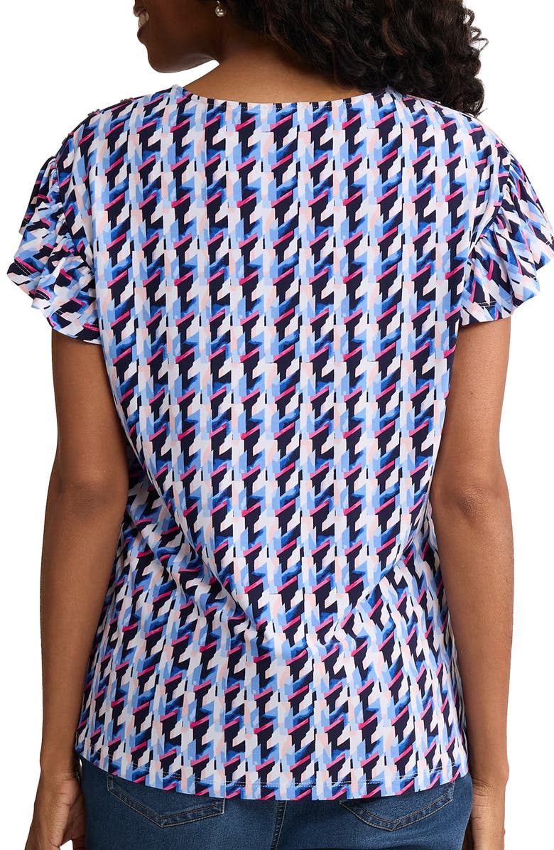 Jones New York Houndstooth Flutter Sleeve Top, Alternate, color, Pacific Navy Multi