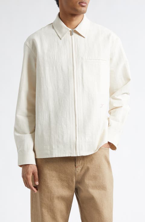 La Chemise Mecano Embroidered Zip Front Shirt