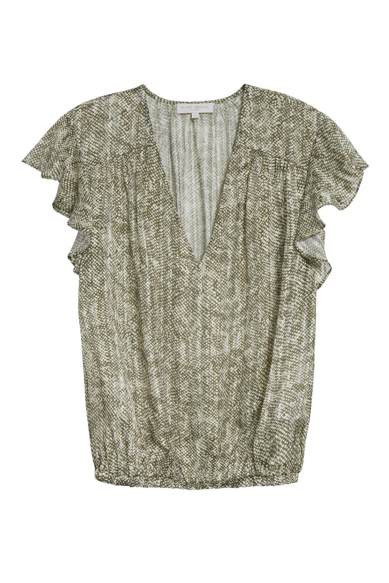 Teresa Abstract Snakeskin Print Silk Blend Top, Alternate, color, OLIVE BAJA DOT