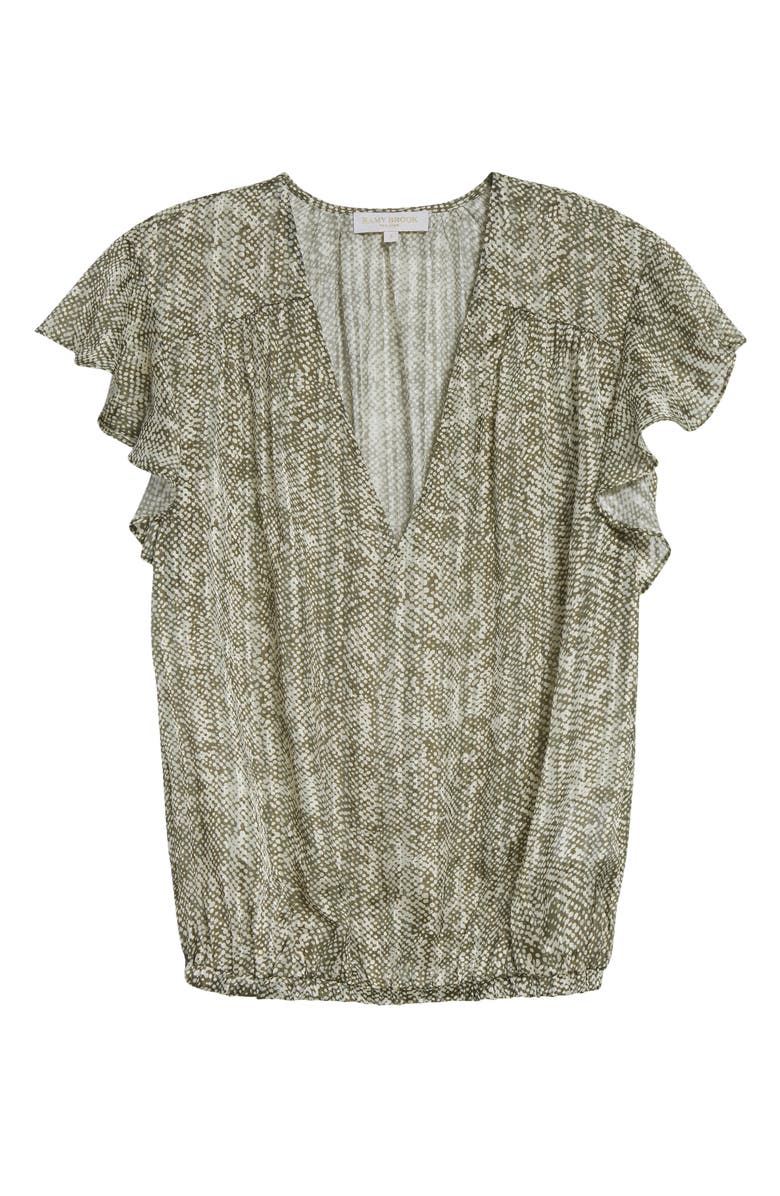Ramy Brook Teresa Abstract Snakeskin Print Silk Blend Top, Alternate, color, Olive Baja Dot