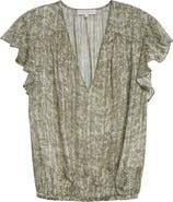 Ramy Brook Teresa Abstract Snakeskin Print Silk Blend Top