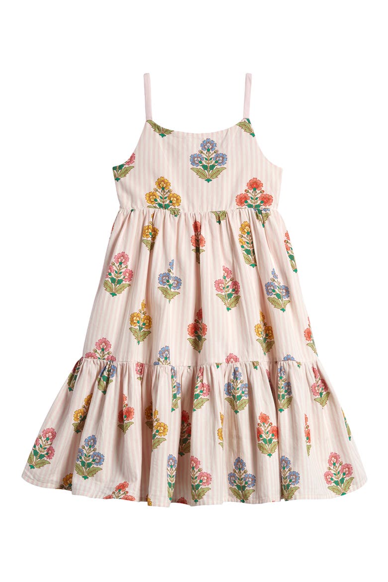 Kids' Floral Tiered Twirly Sundress, Main, color, PINK WOODBLOCK FLORAL