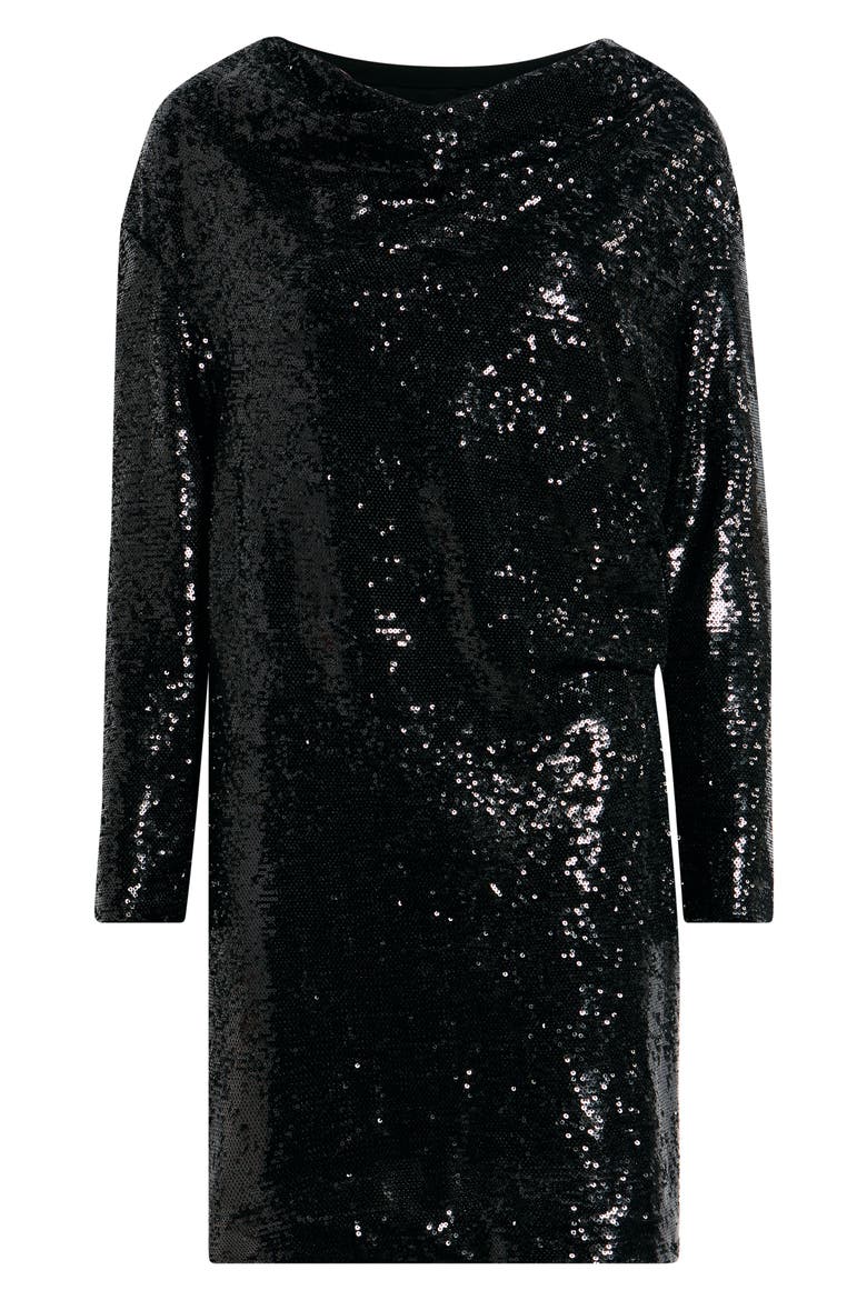 Ebiba Sequin Long Sleeve Dress, Alternate, color, BLK