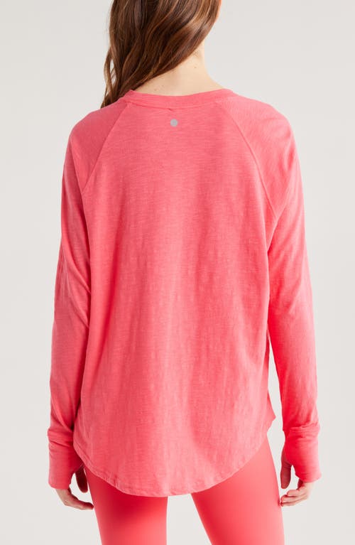 Zella Relaxed Washed 2.0 Long Sleeve Slub Tee In Red