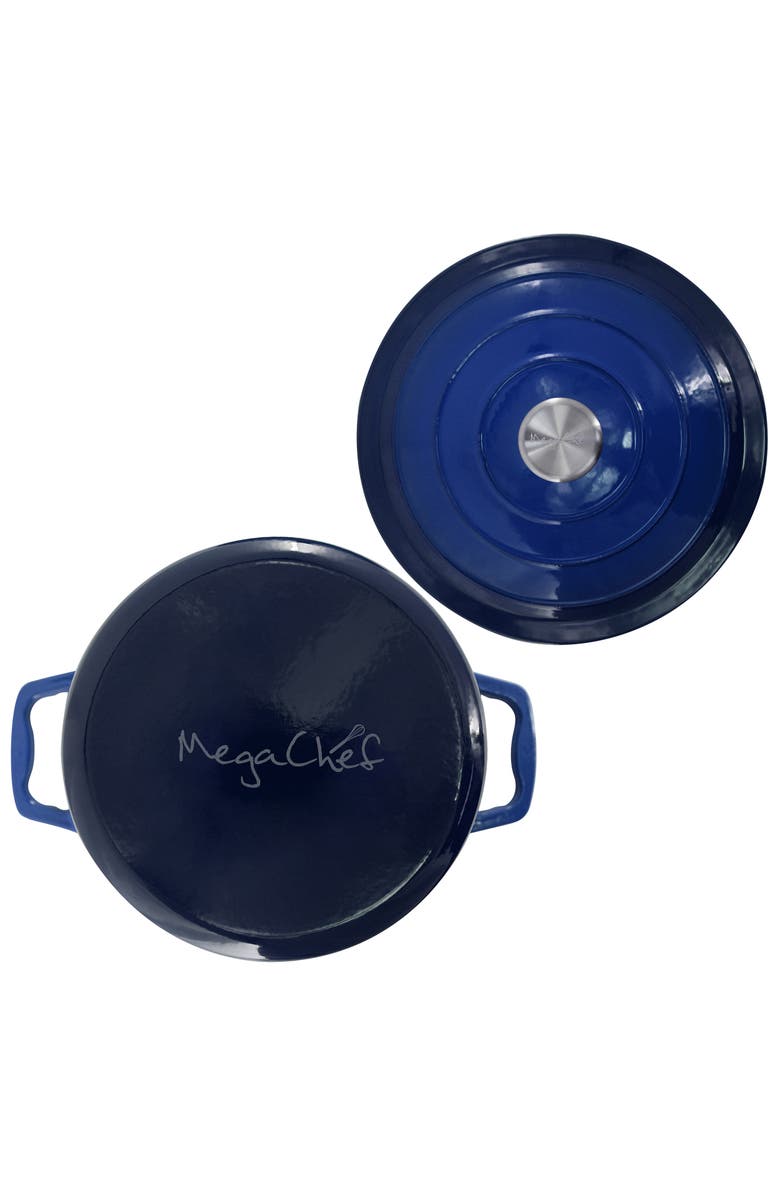Megachef 2.7 Quart Round Enameled Cast Iron Casserole, Alternate, color, Dark Blue