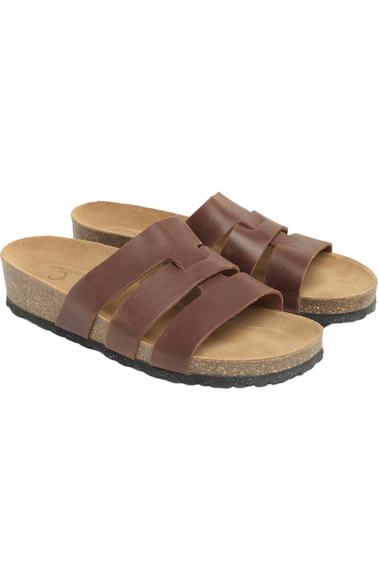 Celtic & Co. Triple Strap Low Wedge Mule, Main, color, Rust