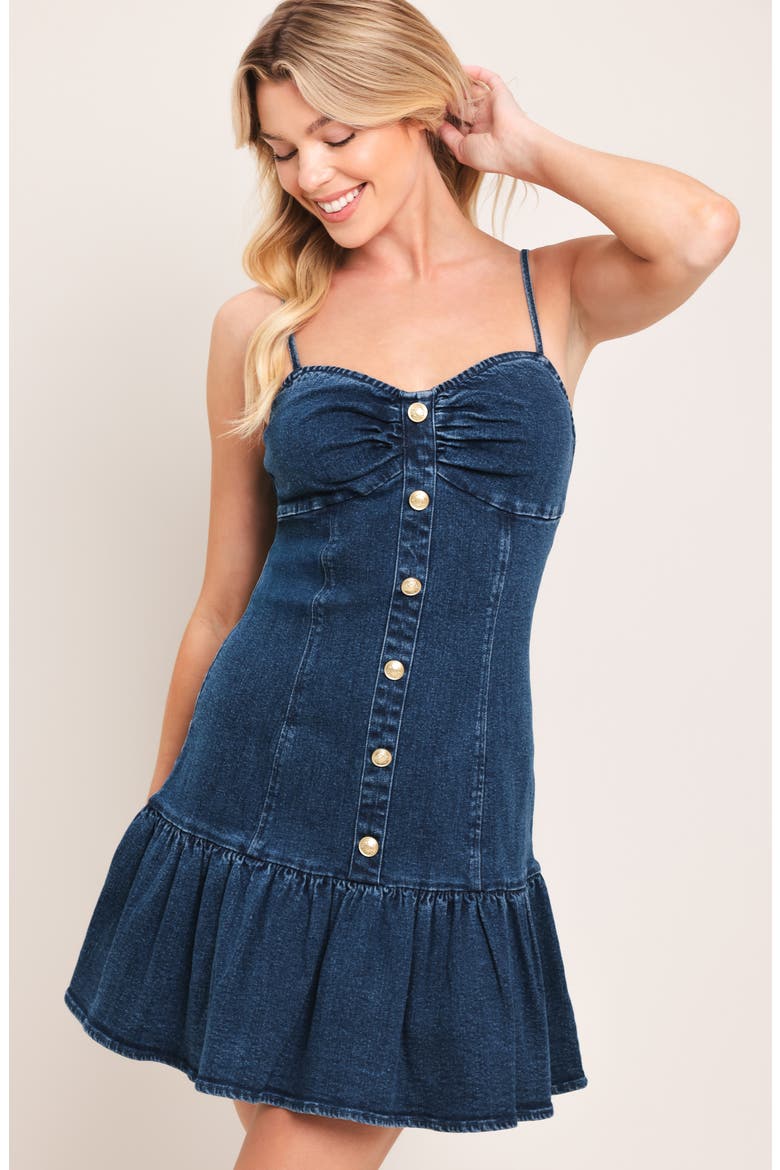Sleeveless Denim Minidress, Alternate, color, MEDIUM INDIGO