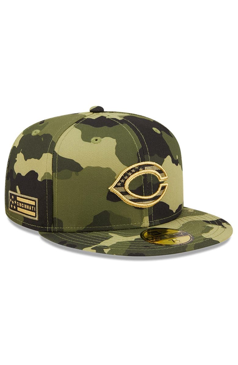 New Era Men's New Era Camo Cincinnati Reds 2022 Armed Forces Day On-Field 59FIFTY Fitted Hat, Main, color, 