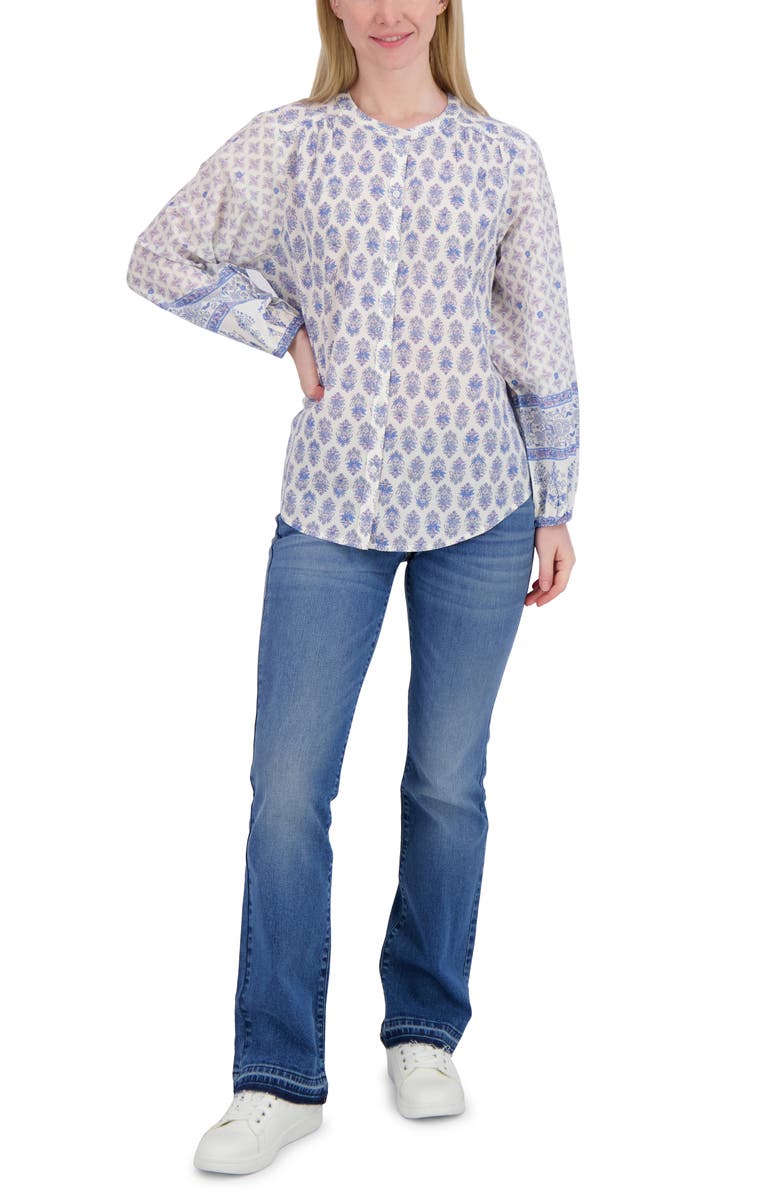 Lucky Brand Border Print Button-Up Shirt, Alternate, color, Blue Combo